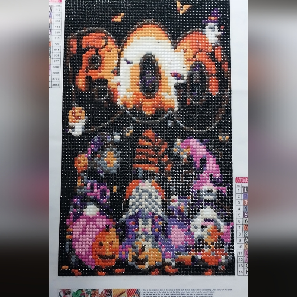 Gnomes Halloween Pumpkin Diamond Art